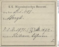 Etiketten zu Baryt (NHMW-MIN-Ac481)
